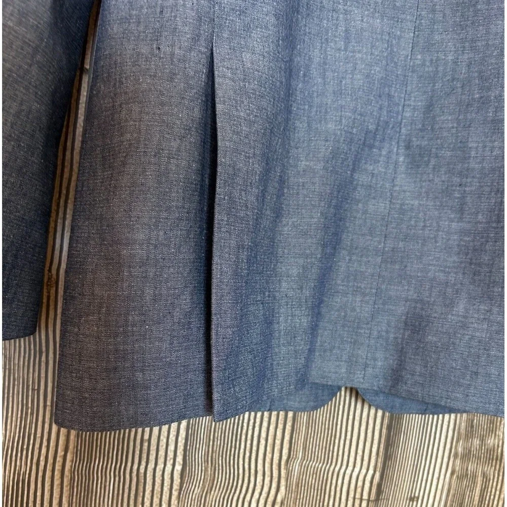 Tasso Elba Mens Blazer Woven Cotton Breathable Preppy Tropical Gray Size L 42-44
